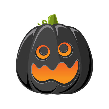 Black Jack O Lantern, Cute Creepy Spooky Halloween Pumpkin Decor Illustrationのイラスト素材
