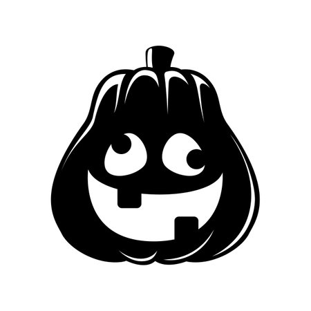 Jack O Lantern Silhouette. Cute Creepy Spooky Halloween Pumpkin Sticker Print Illustration.のイラスト素材