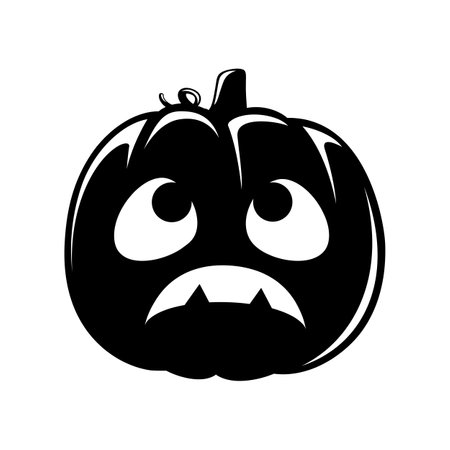 Jack O Lantern Silhouette. Cute Creepy Spooky Halloween Pumpkin Sticker Print Illustration.のイラスト素材