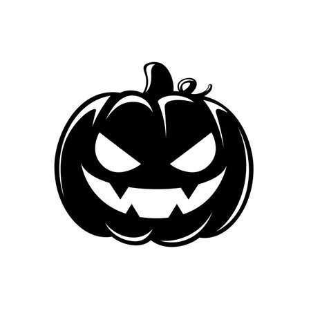 Jack O Lantern Silhouette. Cute Creepy Spooky Halloween Pumpkin Sticker Print Illustration.のイラスト素材