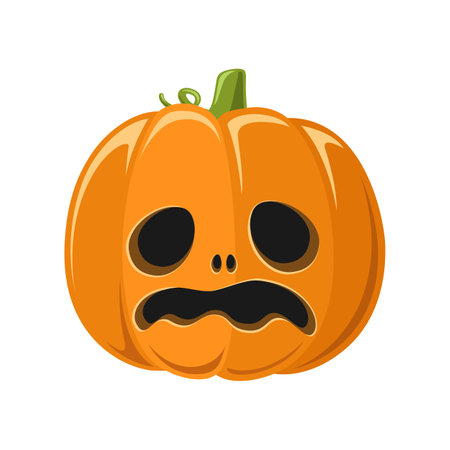 Cute Jack O Lantern, Creepy Spooky Halloween Pumpkin Decor Flat Vector Illustrationのイラスト素材