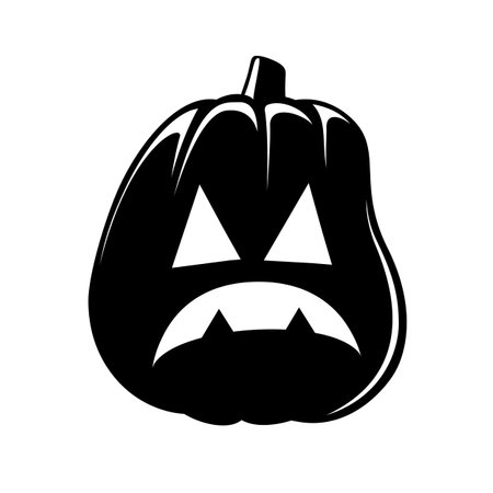 Jack O Lantern Silhouette. Cute Creepy Spooky Halloween Pumpkin Sticker Print Illustration.のイラスト素材