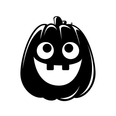 Jack O Lantern Silhouette. Cute Creepy Spooky Halloween Pumpkin Sticker Print Illustration.のイラスト素材