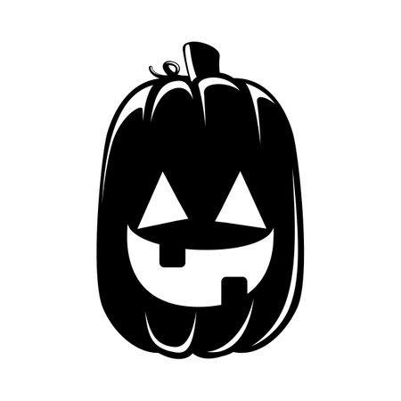 Jack O Lantern Silhouette. Cute Creepy Spooky Halloween Pumpkin Sticker Print Illustration.のイラスト素材
