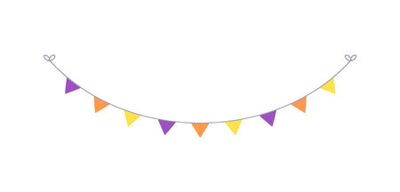 Cute Halloween Bunting Garland Illustration. Simple banner hanging party classy decor vector element.のイラスト素材