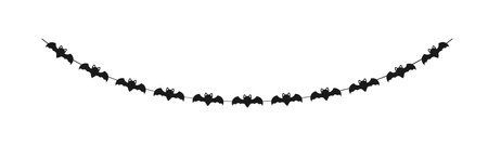 Cute Halloween Bats Garland Silhouette. Simple hanging party banner classy decor vector element.のイラスト素材