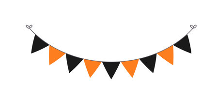 Cute Orange and Black Halloween Bunting Garland Illustration. Simple banner hanging party classy decor vector element.のイラスト素材