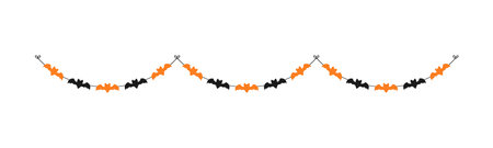 Cute Halloween Bats Garland Silhouette. Simple hanging party banner classy decor vector element.のイラスト素材
