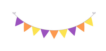 Cute Halloween Bunting Garland Illustration. Simple banner hanging party classy decor vector element.のイラスト素材