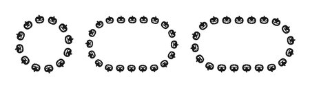 Jack O Lantern Pumpkin Halloween Frame Border Silhouette Set. Social Media Post Card Template Vector Illustration.のイラスト素材