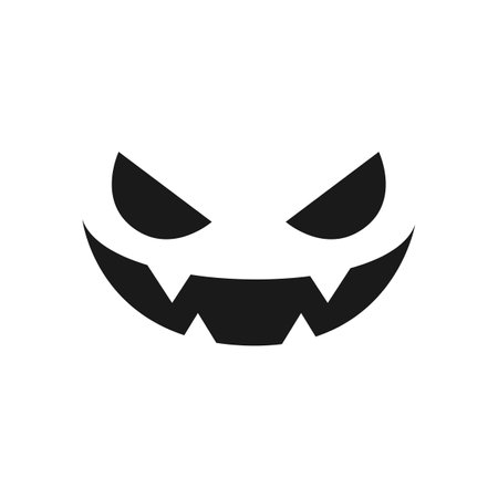 Halloween pumpkin jack-o-lantern face silhouette, October season trick or treat party scary expression vector clipartのイラスト素材