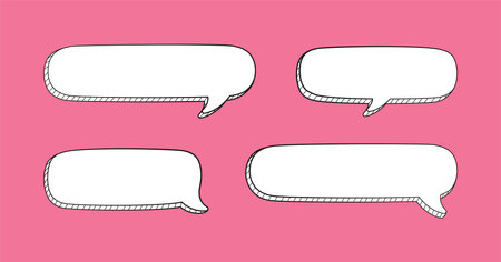 Comic 3D doodle speech bubble outline collection set vector illustrationのイラスト素材