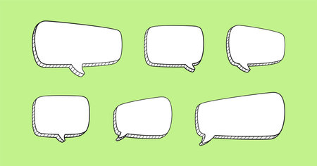 Comic 3D doodle speech bubble outline collection set vector illustrationのイラスト素材
