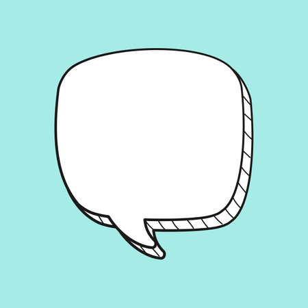 Square comic speech bubble 3D doodle outline vector illustrationのイラスト素材