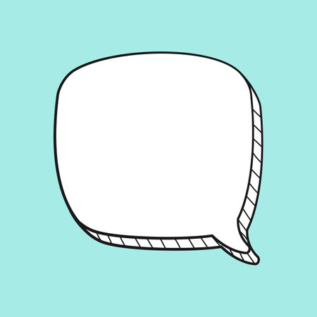 Square comic speech bubble 3D doodle outline vector illustrationのイラスト素材