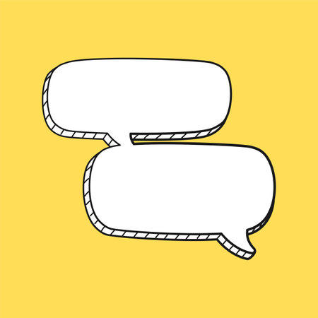 Comic speech bubble 3D doodle outline. Multiple conversation dialogue template vector illustrationのイラスト素材