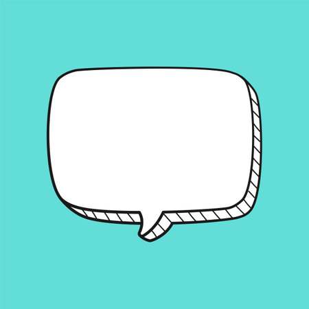 Square comic speech bubble 3D doodle outline vector illustrationのイラスト素材