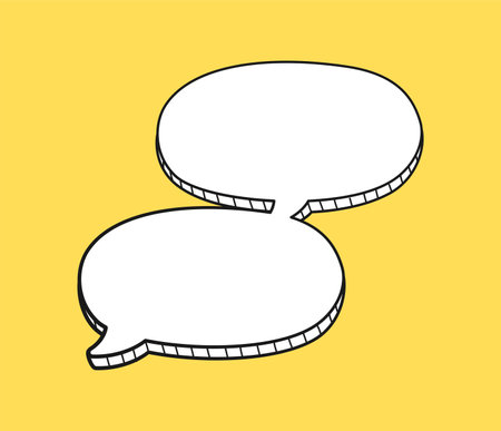 Comic speech bubble 3D doodle outline. Multiple conversation dialogue template vector illustrationのイラスト素材