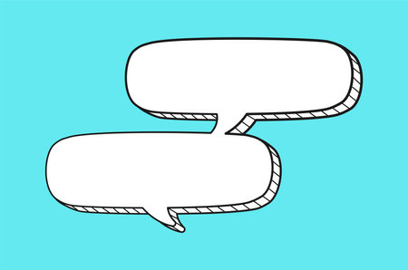 Comic speech bubble 3D doodle outline. Multiple conversation dialogue template vector illustrationのイラスト素材