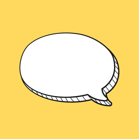 Comic speech bubble 3D doodle outline vector illustrationのイラスト素材