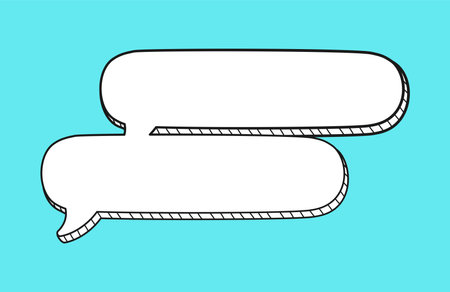 Comic speech bubble 3D doodle outline. Multiple conversation dialogue template vector illustrationのイラスト素材