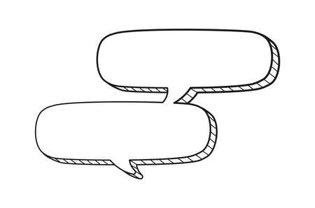 Comic speech bubble 3D doodle outline. Multiple conversation dialogue template vector illustrationのイラスト素材