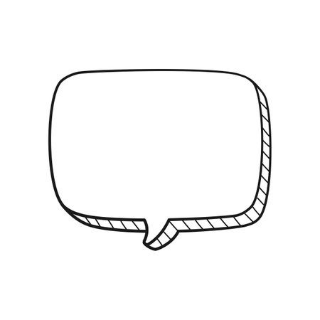 Square comic speech bubble 3D doodle outline vector illustrationのイラスト素材