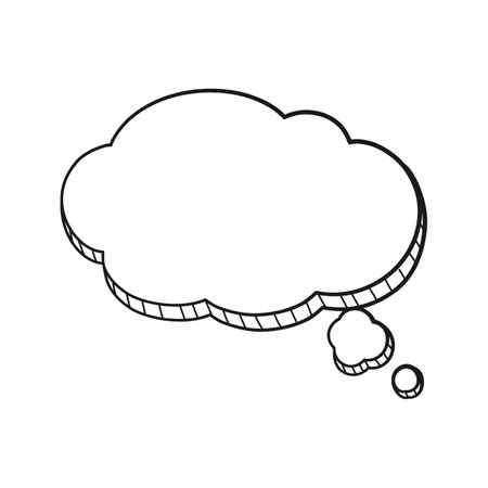 Comic speech bubble thought cloud 3D doodle outline vector illustrationのイラスト素材