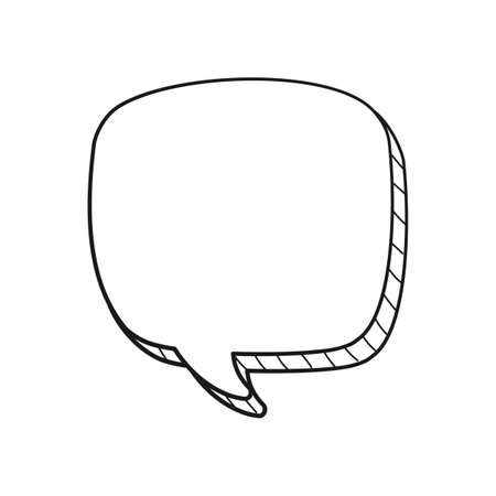 Square comic speech bubble 3D doodle outline vector illustrationのイラスト素材