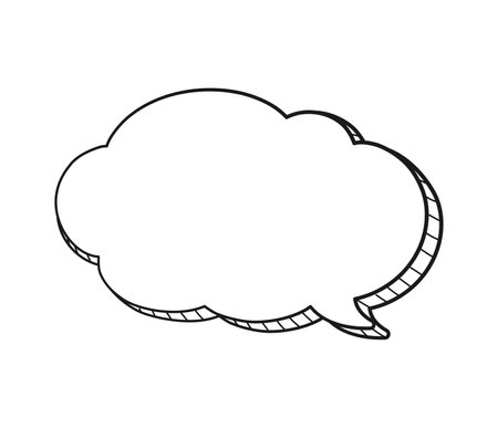 Comic speech bubble thought cloud 3D doodle outline vector illustrationのイラスト素材