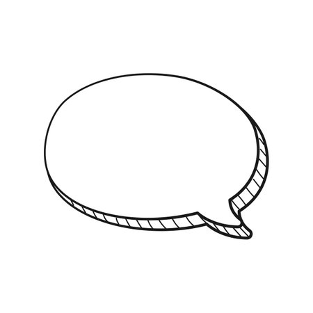 Comic speech bubble 3D doodle outline vector illustrationのイラスト素材