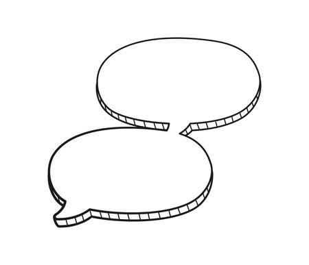 Comic speech bubble 3D doodle outline. Multiple conversation dialogue template vector illustrationのイラスト素材