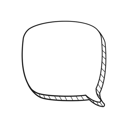Square comic speech bubble 3D doodle outline vector illustrationのイラスト素材