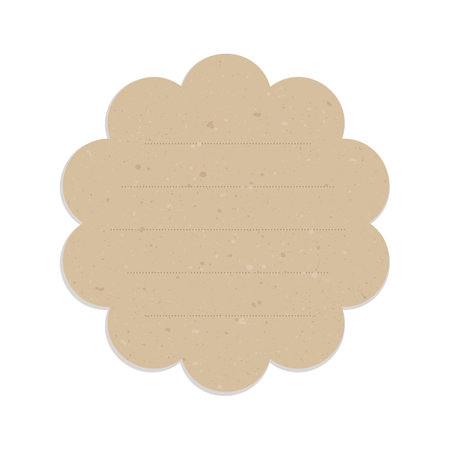 Vintage scalloped brown paper note illustration. Recycled memo paper with adhesive tape template.のイラスト素材