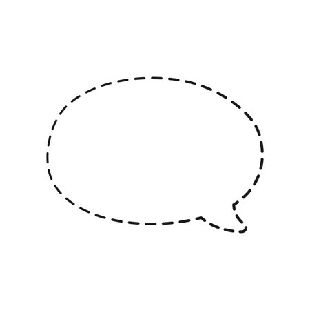 Round comic speech bubble balloon made of dotted dashed line doodle vector illustrationのイラスト素材