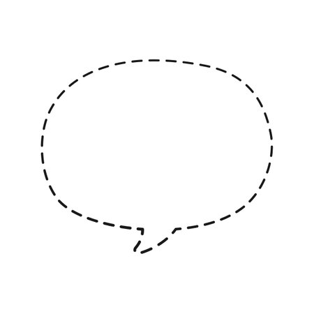 Round comic speech bubble balloon made of dotted dashed line doodle vector illustrationのイラスト素材