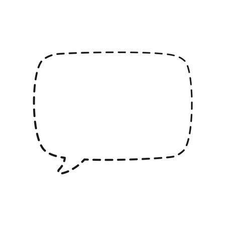 Geometric square comic speech bubble balloon made of dotted dashed line doodle vector illustrationのイラスト素材