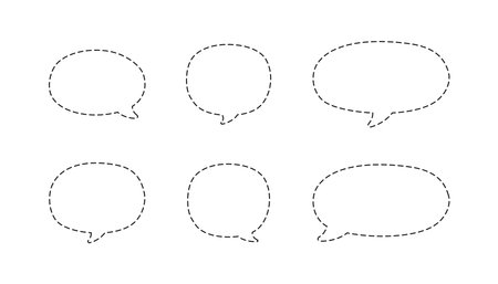 Geometric comic speech bubbles made of dotted dashed line setのイラスト素材