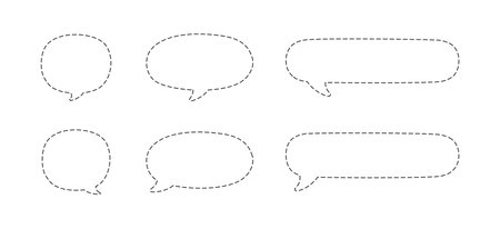 Geometric comic speech bubbles made of dotted dashed line setのイラスト素材