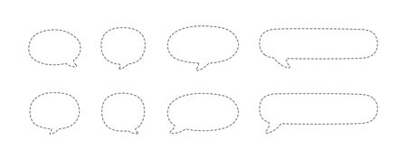 Geometric comic speech bubbles made of dotted dashed line setのイラスト素材