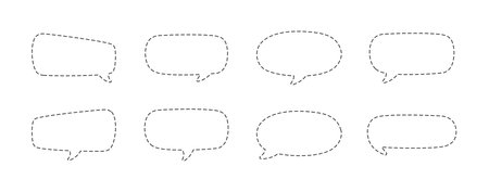 Geometric comic speech bubbles made of dotted dashed line setのイラスト素材