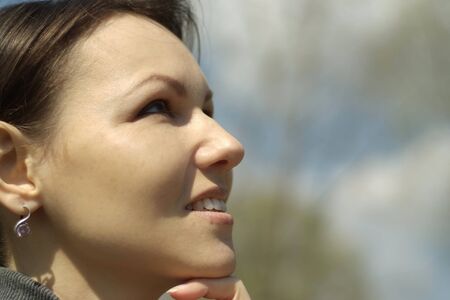 Beautiful woman went to rest on the nature