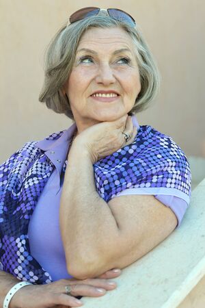 Portrait of a nice smiling old womanの写真素材