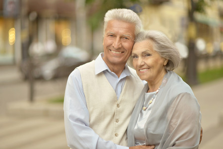 Portrait of a nice Mature couple in townの写真素材