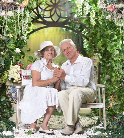 Senior couple at the resort during vacationの写真素材