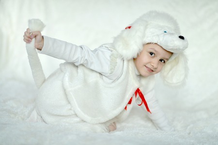Portrait of a little girl in cute hatの写真素材
