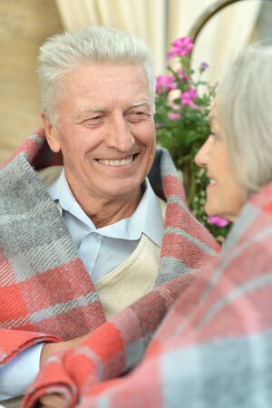 Happy Mature couple in the park in summer dayの写真素材