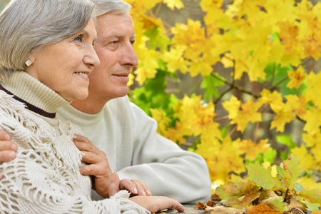 Close-up portrait of a cute senior coupleの写真素材