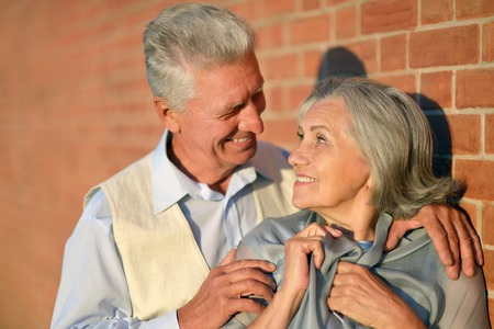 Portrait of a nice mature couple in town