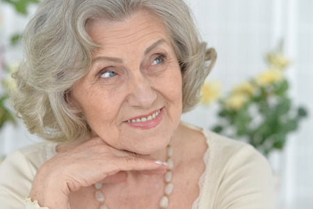 Portrait of a happy senior woman close upの写真素材